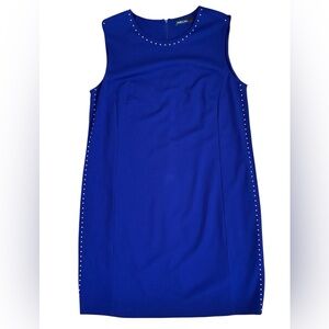 Designer Marc Cain Royal Blue Studded Shift Dress N6 US 12